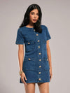 Vestido mini de mujer de jean casual con decoración