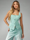 Top corset de mezclilla para mujer con botones