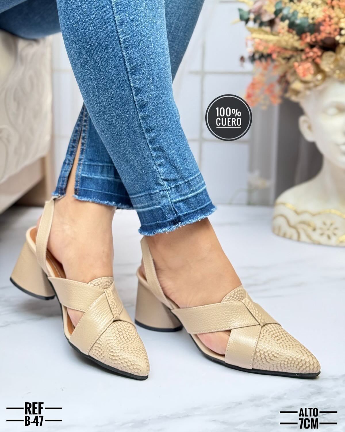 Zapato tacón cuero