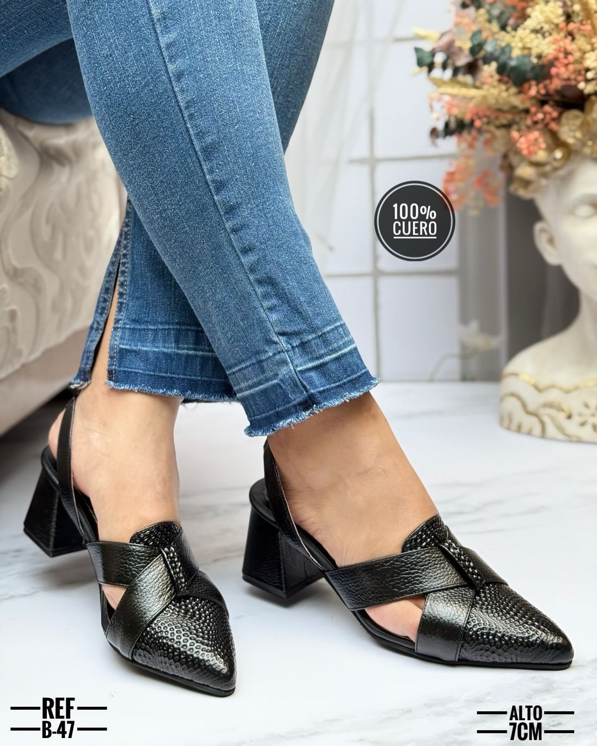 Zapato tacón cuero