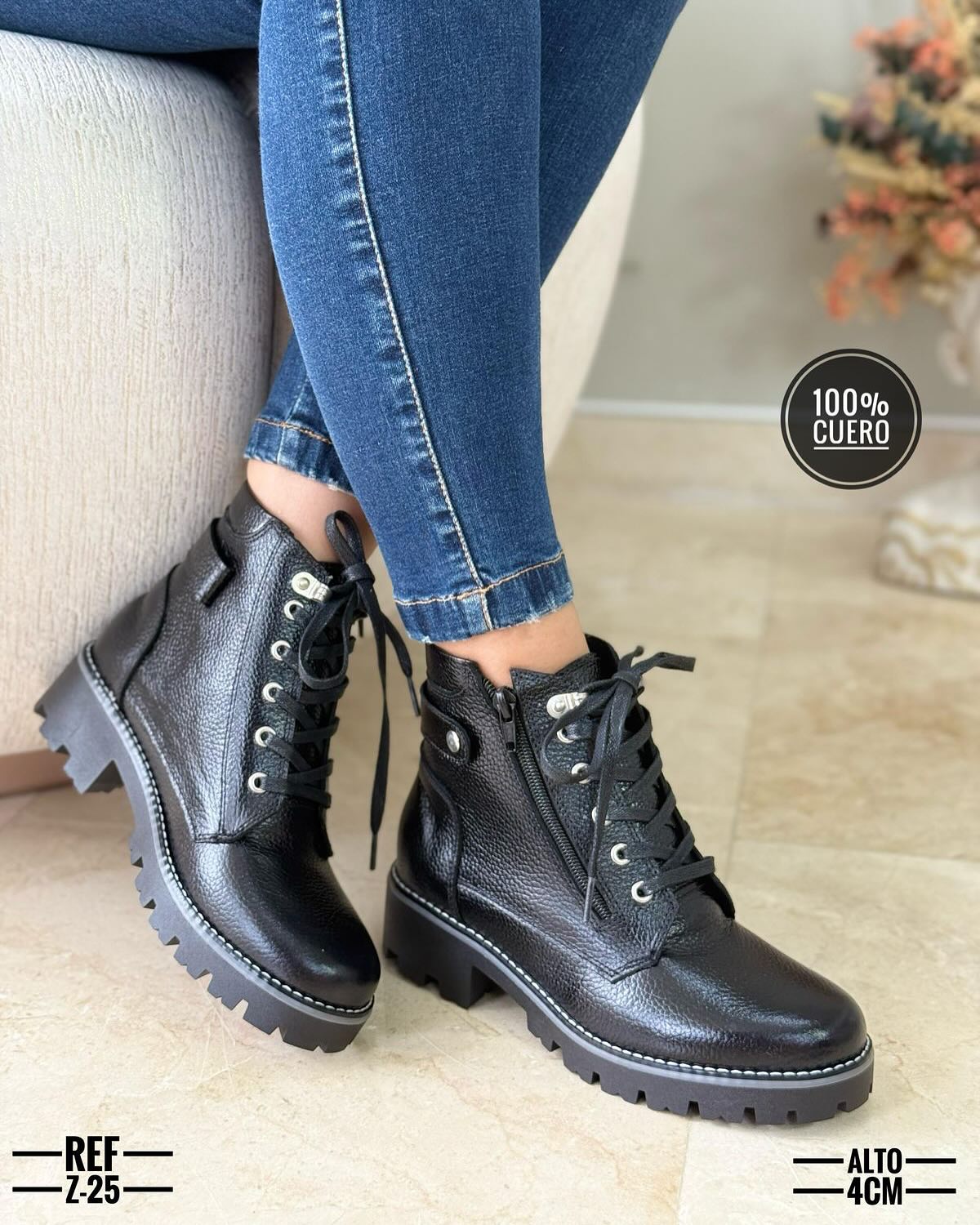 Botines cuero mujer
