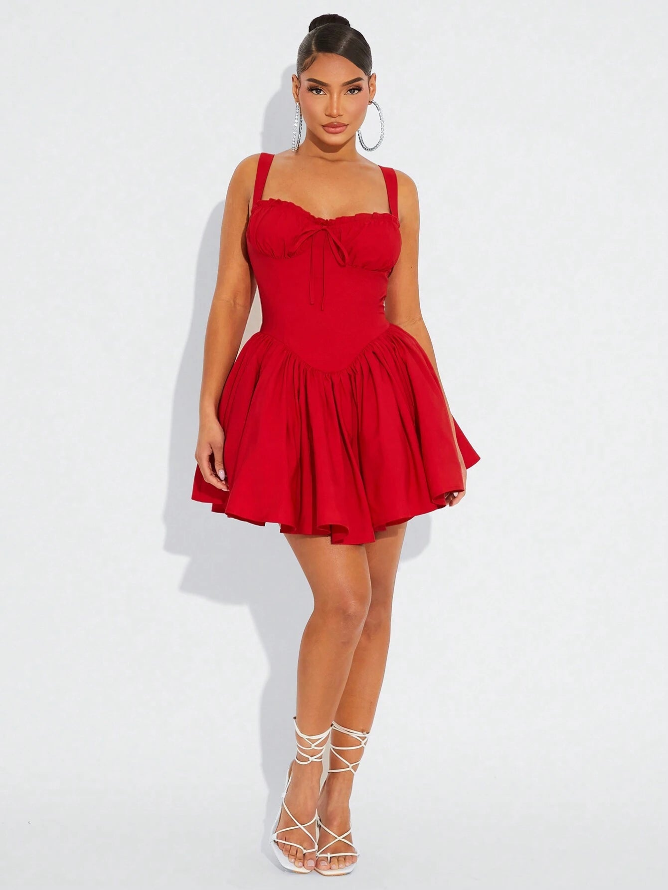 Vestido de tutú de bailarina rojo estilo princesa para cumpleaños/cita/fiesta, con crinolina incorporada