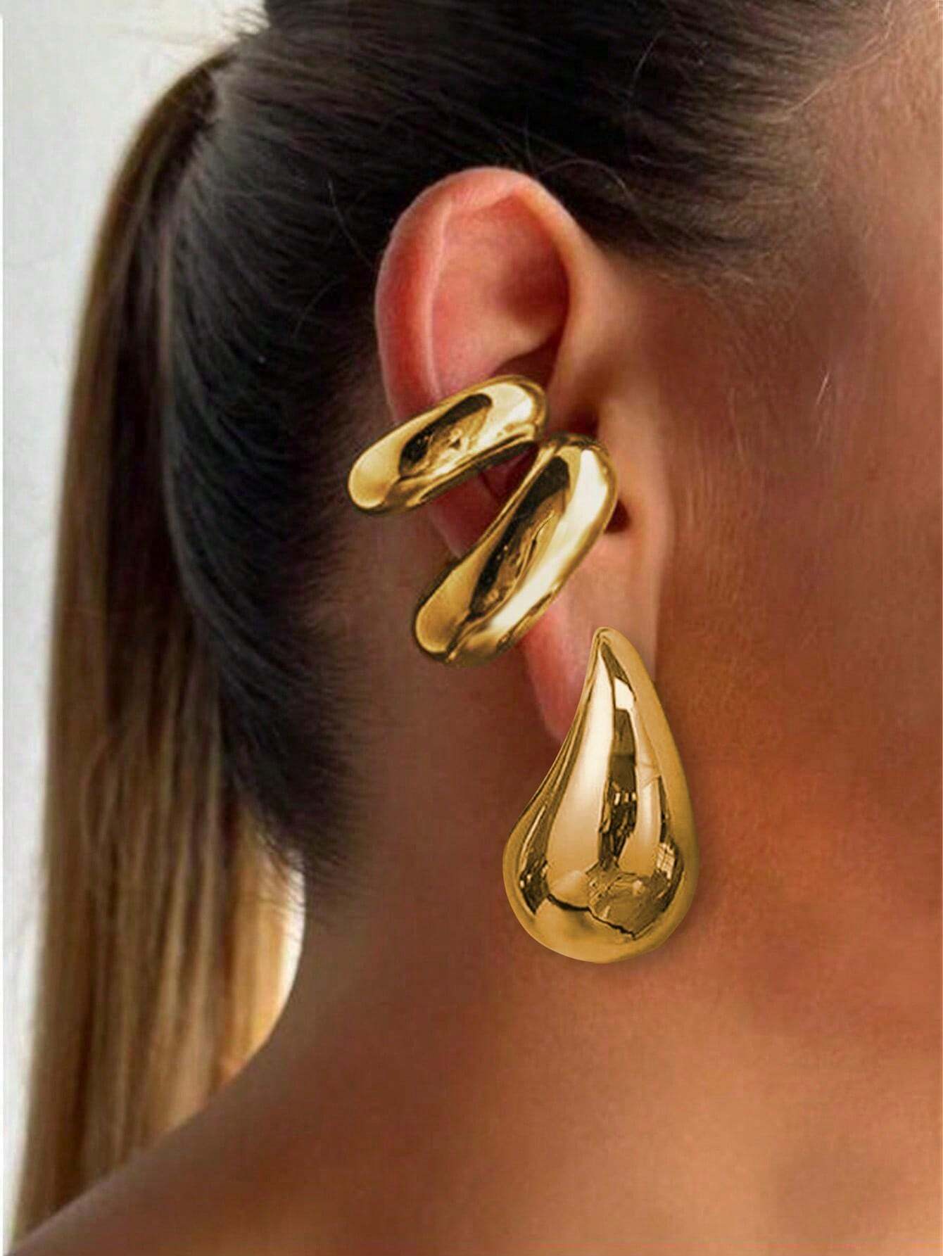 2 Pares De Aretes De Acero Inoxidable A La Moda Para Mujer