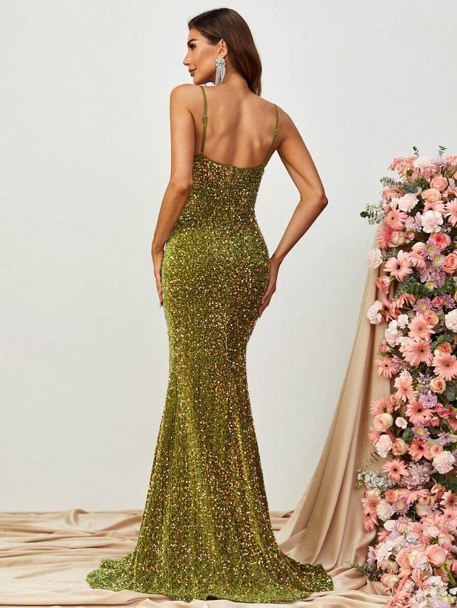 Vestido de vestir bajo sirena con lentejuelas