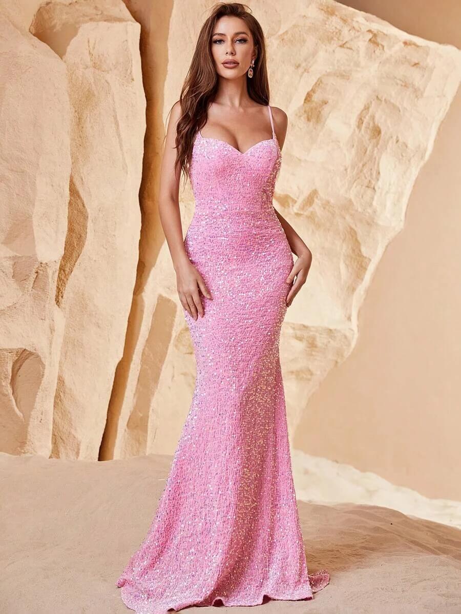 Vestido de vestir bajo sirena con lentejuelas