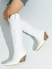 Botas de moda minimalista sin cordones occidental con tacón grueso