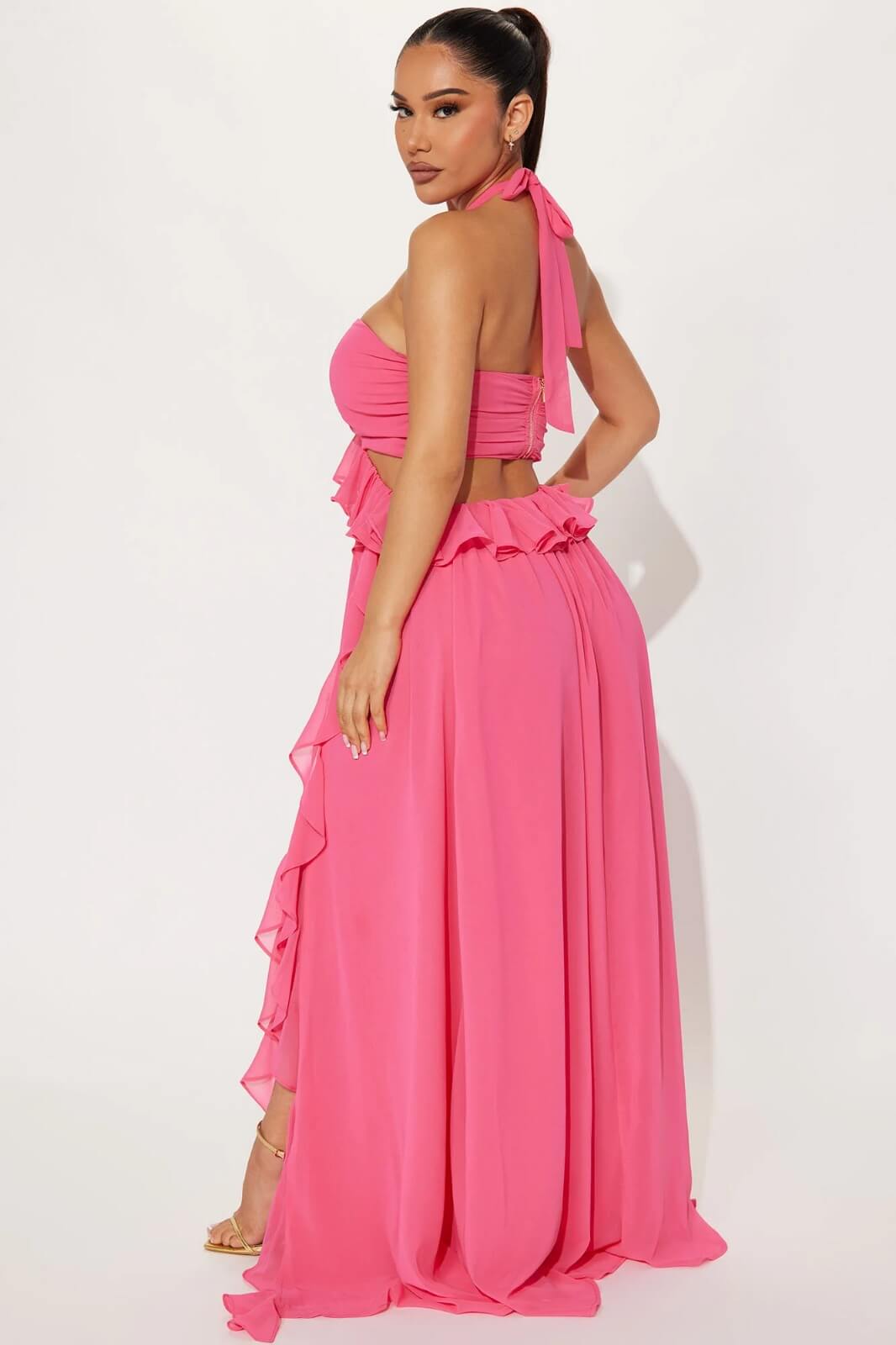 DLUEXE Vestido Maxi Simi Rose Chiffon