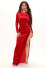 Don't Let Me Down Velvet Maxi Dress - Red