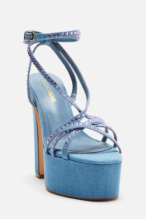 Just You And I Platform Heeled Sandals - Denim