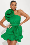 Vestido flor 3D verde