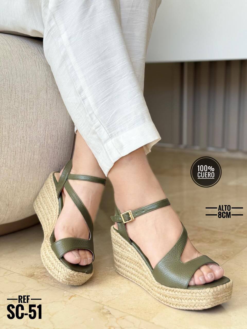 Sandalias suela yute y cuero