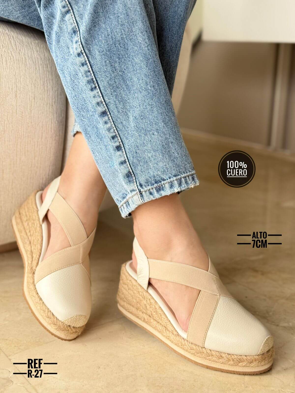 Sandalias suela yute y cuero