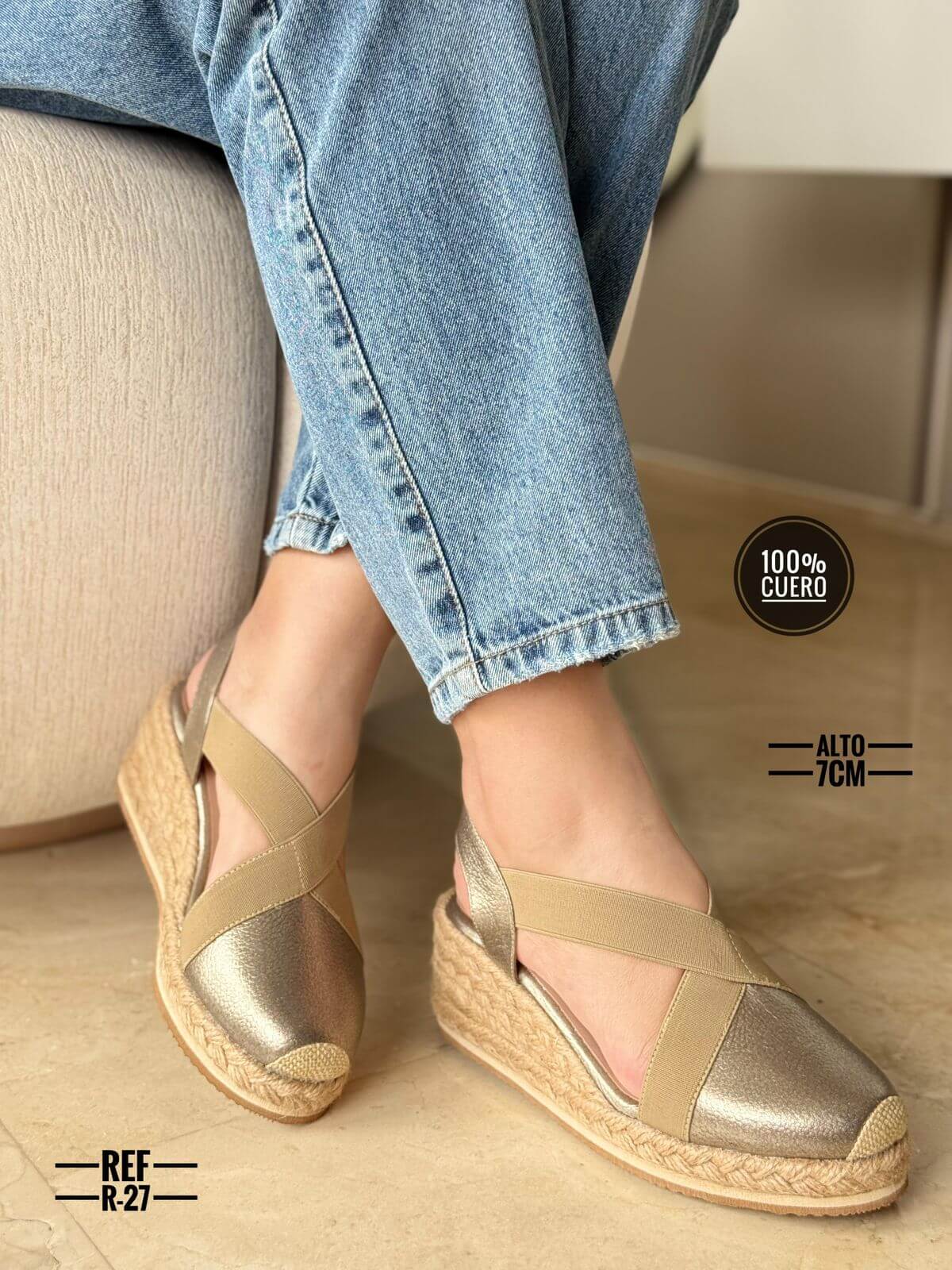 Sandalias suela yute y cuero