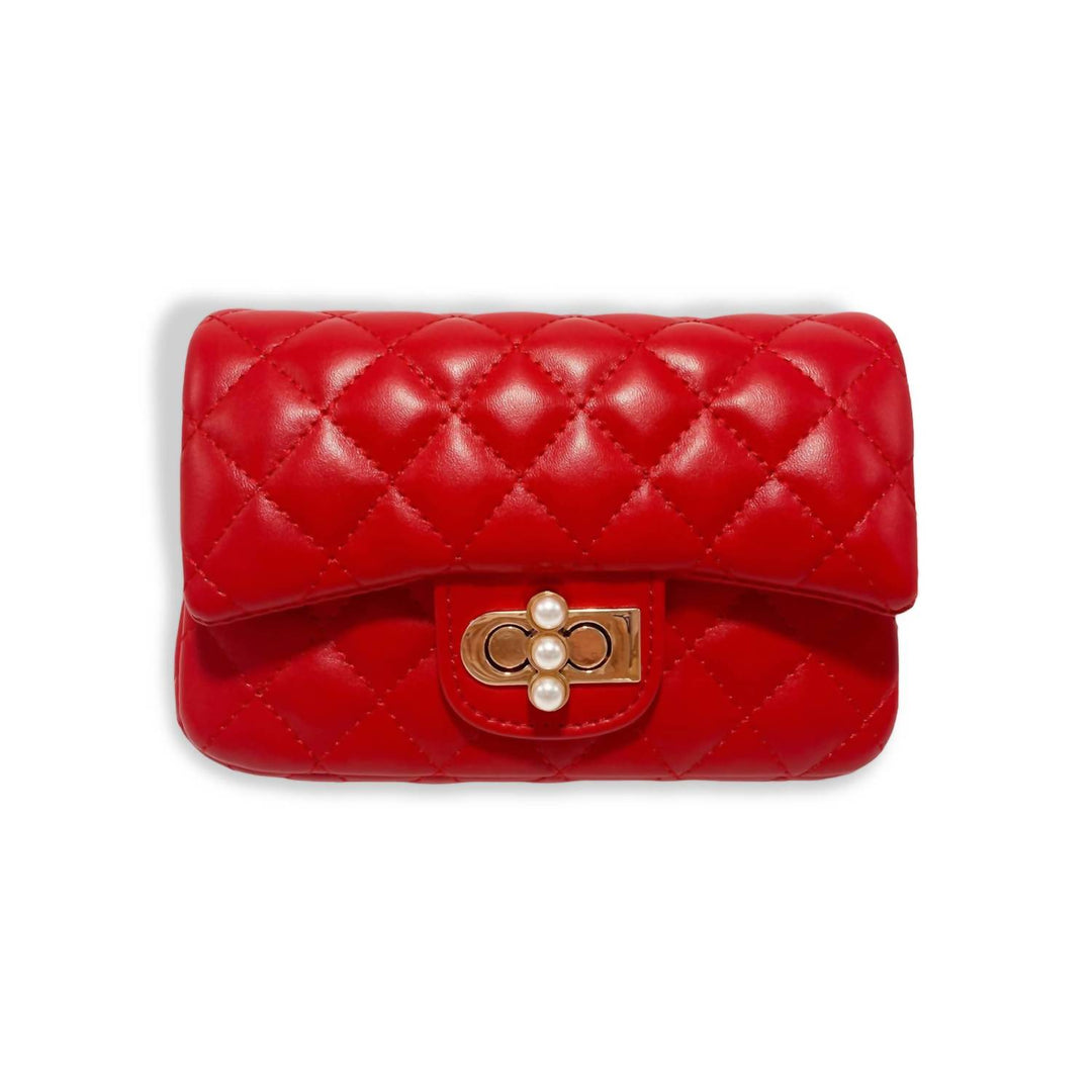 DOE A DEAR  Bolso acolchado con cierre de perlas en rojo