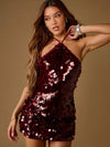 Vestido de fiesta mini con cuello de halter