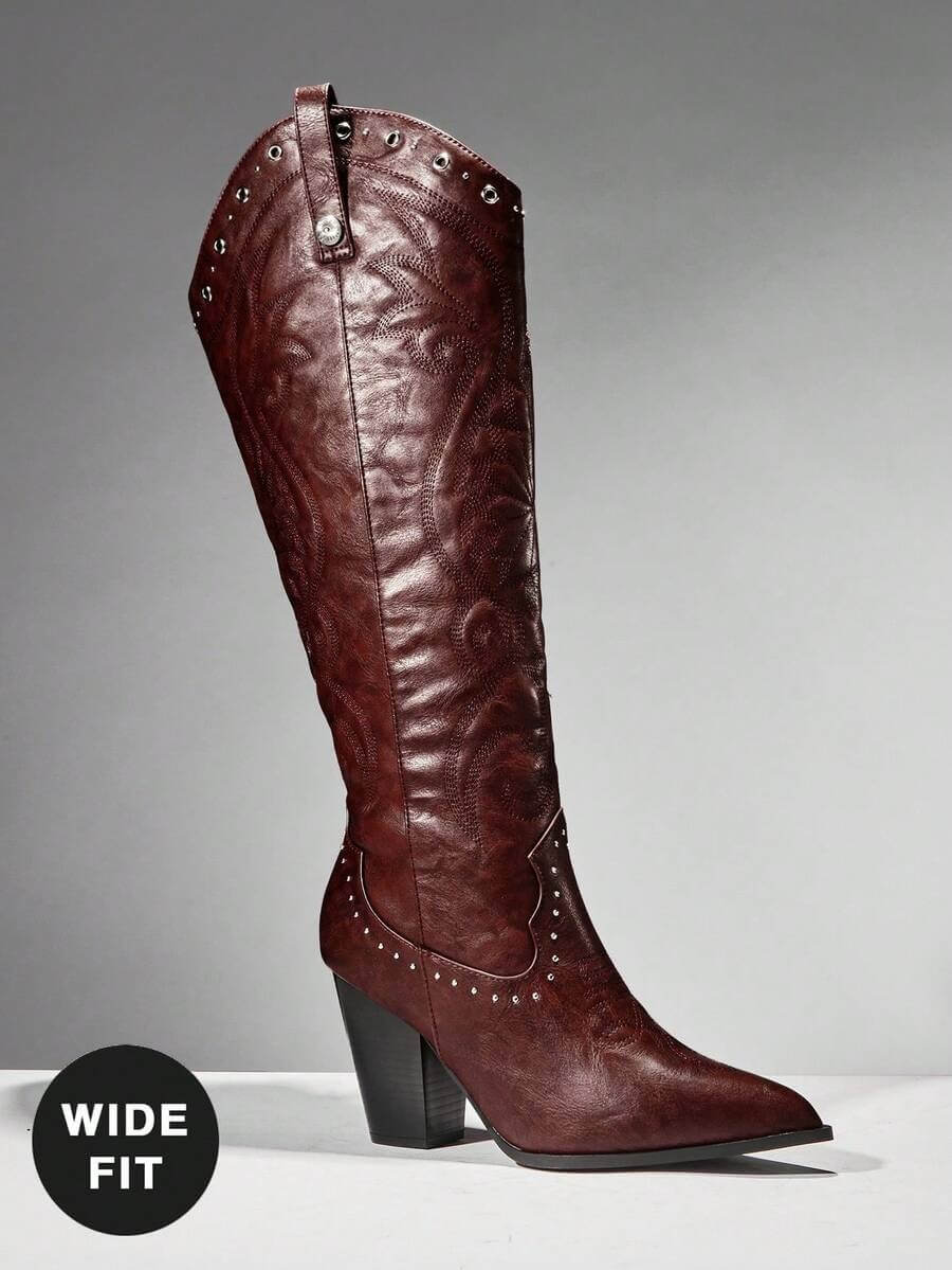 Botas de rodilla para mujer con de tachuelas