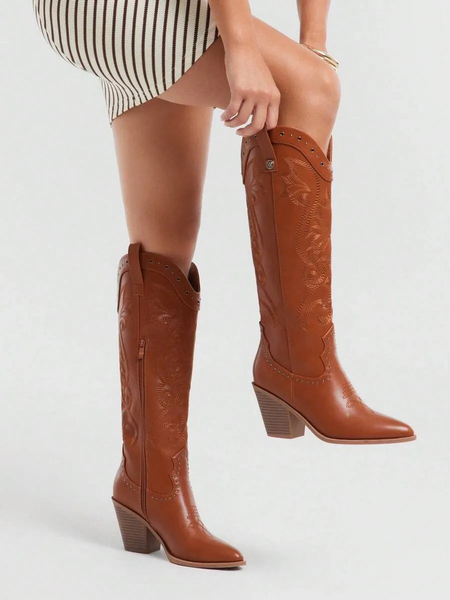 Botas altas hasta la rodilla con punta puntiaguda
