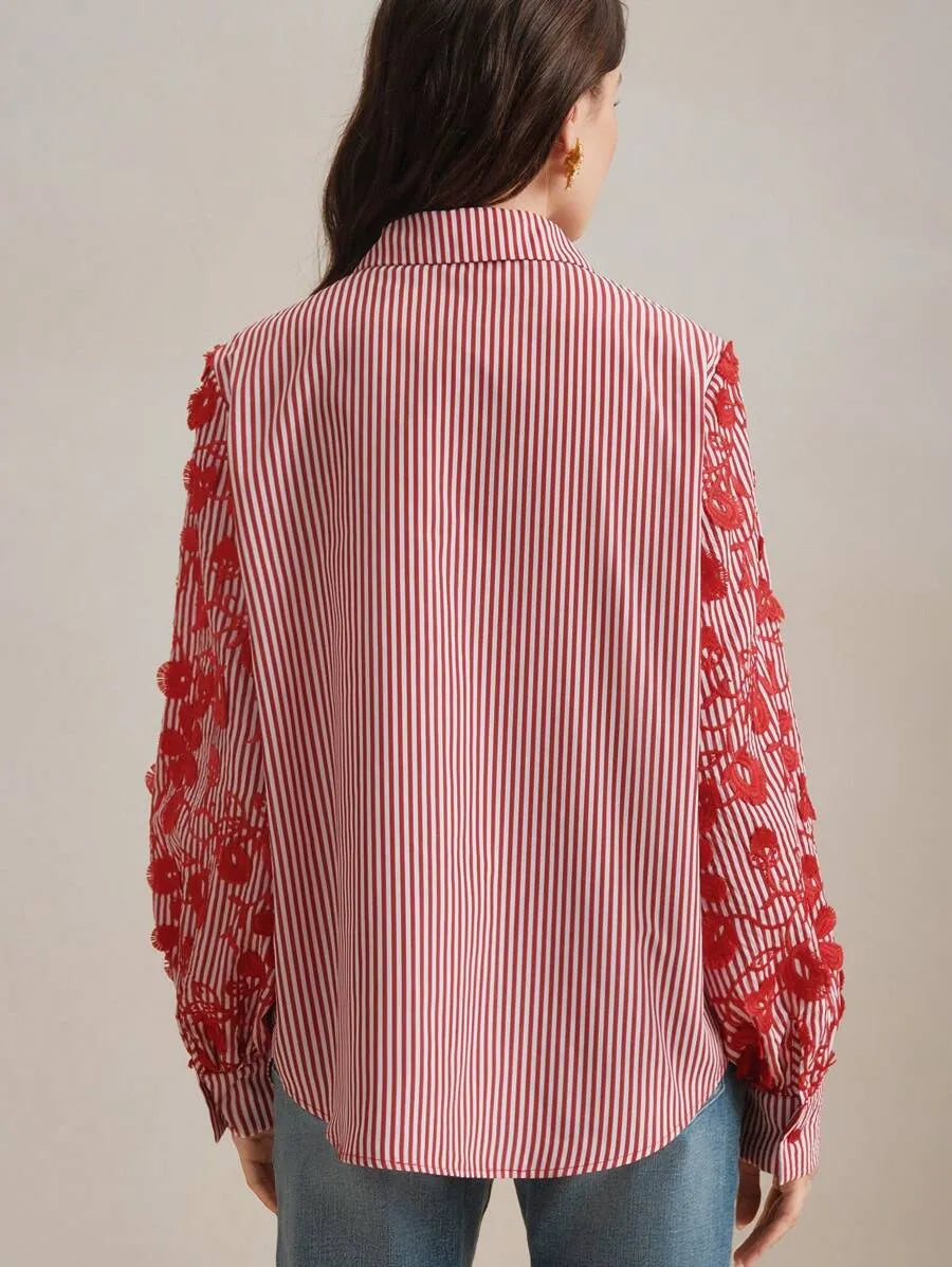 Camisa manga casual bordada