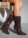 Botas de tacón de aguja con punta de rhinestone