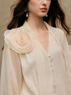 Blusa elegante de manga larga de gasa holgada