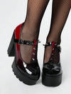Tacones de plataforma gruesos con efecto ombré negro-rojo