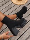 Botines de plataforma de punto elásticas de mujer