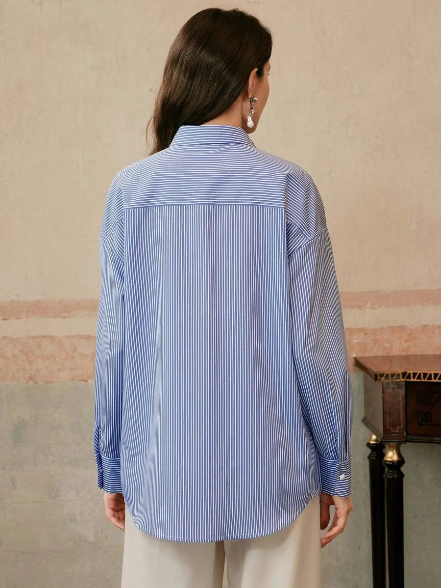 Camisa holgada de manga larga de mujer