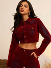 Chaqueta de jean corta de abotonadura