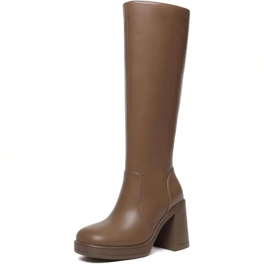 Botas altas para mujer con plataforma, botas altas de moda