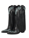 Botas vaqueras con flecos bordados para mujer