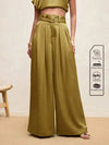 Pantalones anchos de mujer de diseño plisado elegante