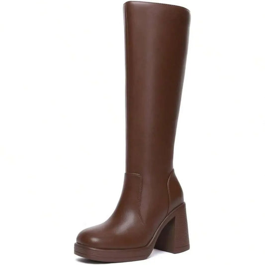 Botas altas para mujer con plataforma, botas altas de moda