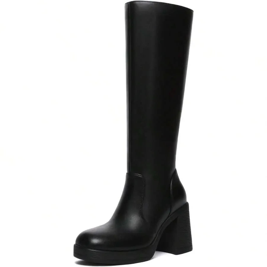 Botas altas para mujer con plataforma, botas altas de moda