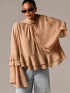 Blusa elegante de gasa bohemia con cuello alto