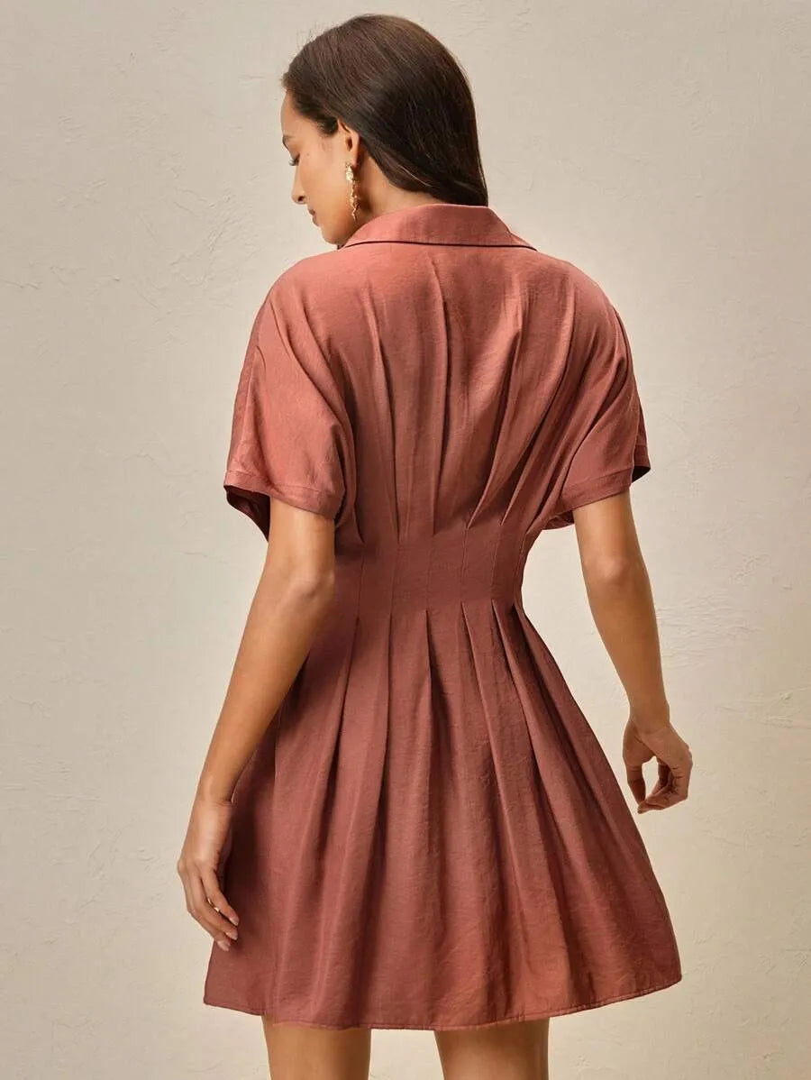 Vestido camisero elegante para mujer de manga corta