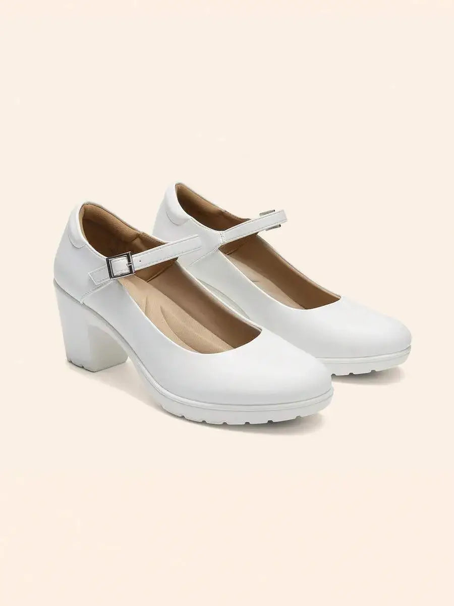 Zapatos de tacón bajo y grueso para mujer
