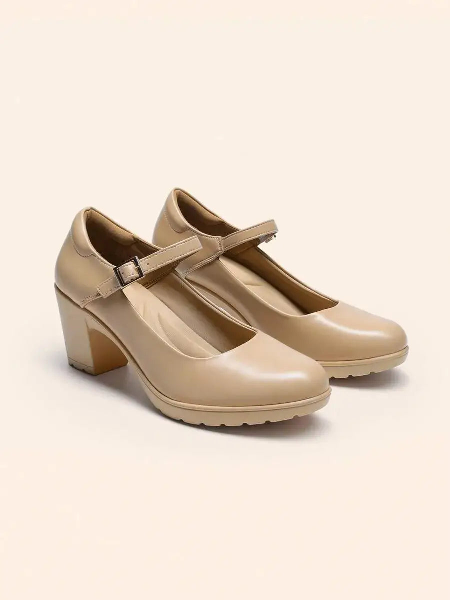 Zapatos de tacón bajo y grueso para mujer