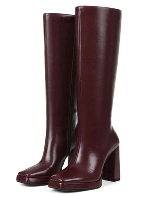 Botas altas para mujer de tacón alto grueso