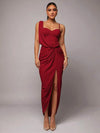 Vestido con cuello asimétrico drapeado
