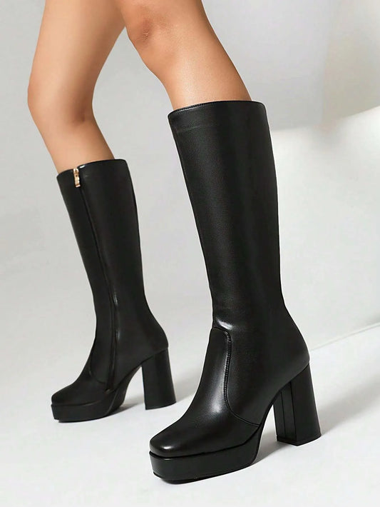 Botas largas impermeables de plataforma con tacón
