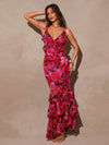 Vestido elegante de mujer con estampado floral