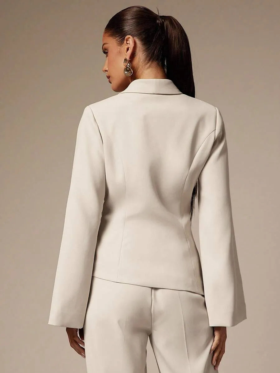 Blazer elegante de mujer con cuello de chal de unicolor