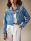 Chaqueta vaquera de mujer con decoración de perlas
