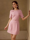 VESTIDO CEÑIDO CON BORDADO FLORAL