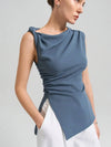 Camiseta elegante con hombros retorcidos para mujer