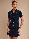 Vestido minifalda de jean elástico con cadena de diamantes