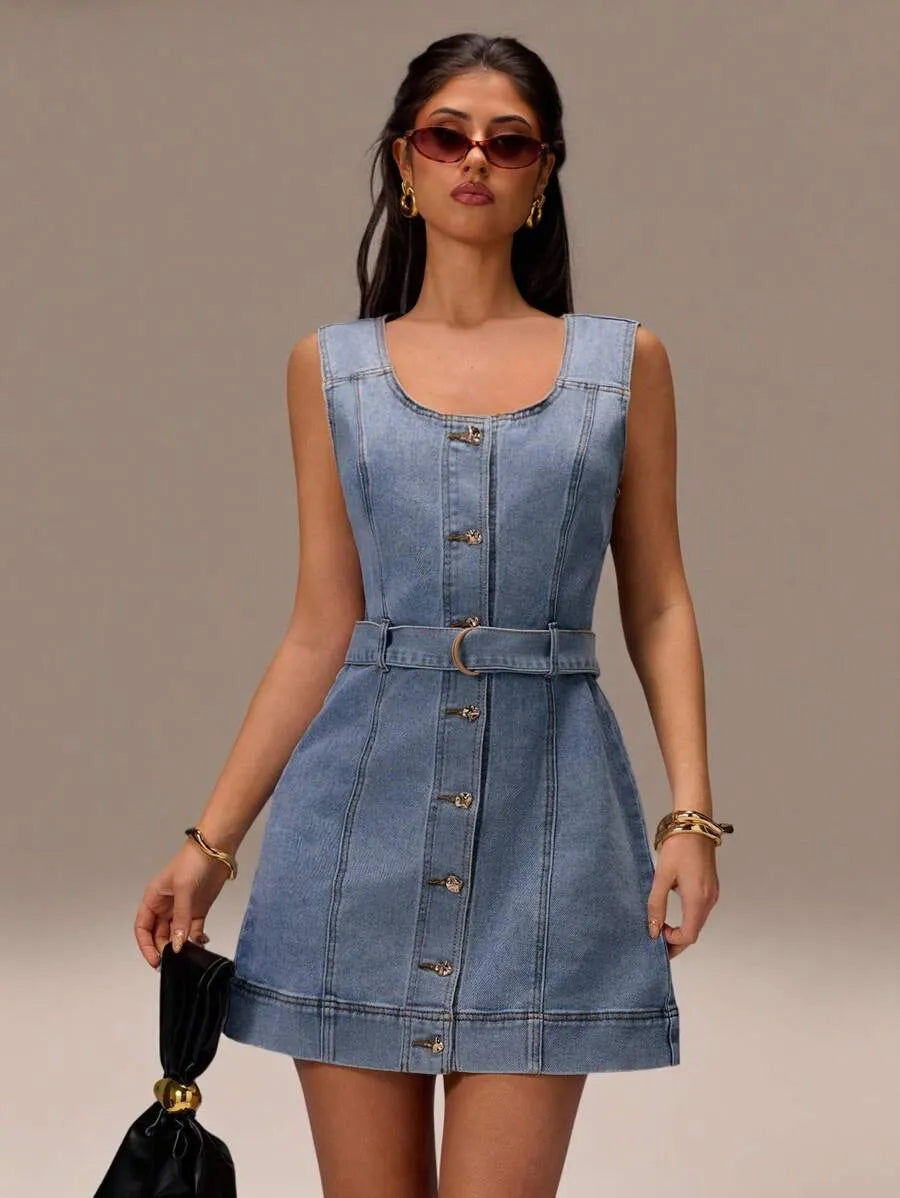 Vestido de mezclilla mini para vacaciones