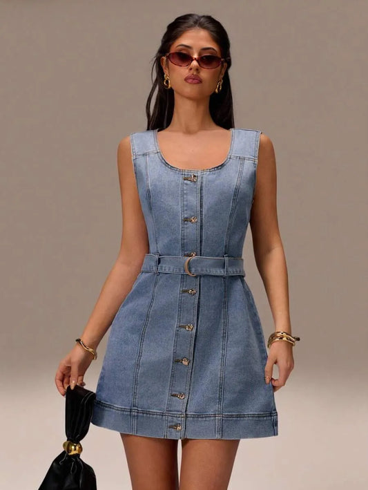 Vestido de mezclilla mini para vacaciones
