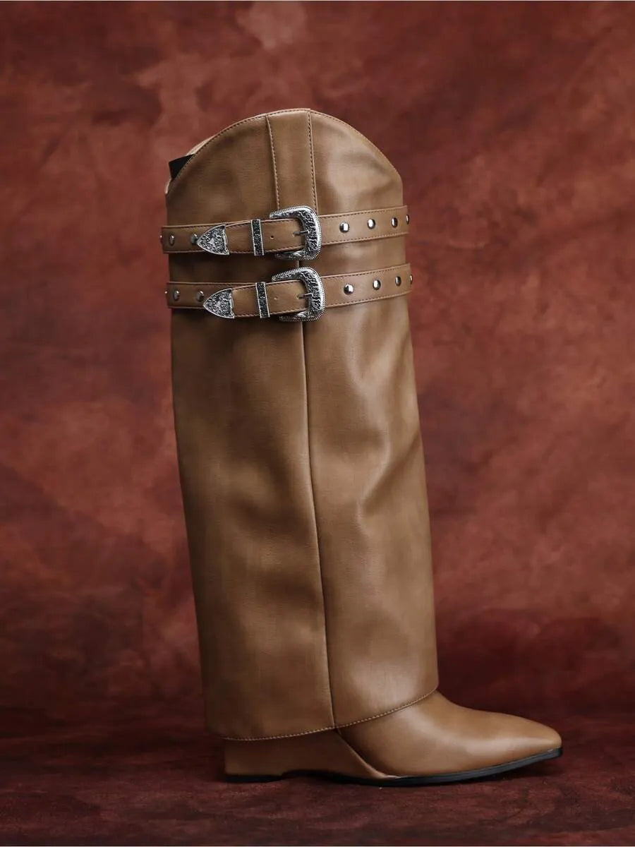 Botas altas para mujer con tacón grueso