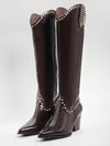 Botas altas de tacón de bloque con remaches, elegantes